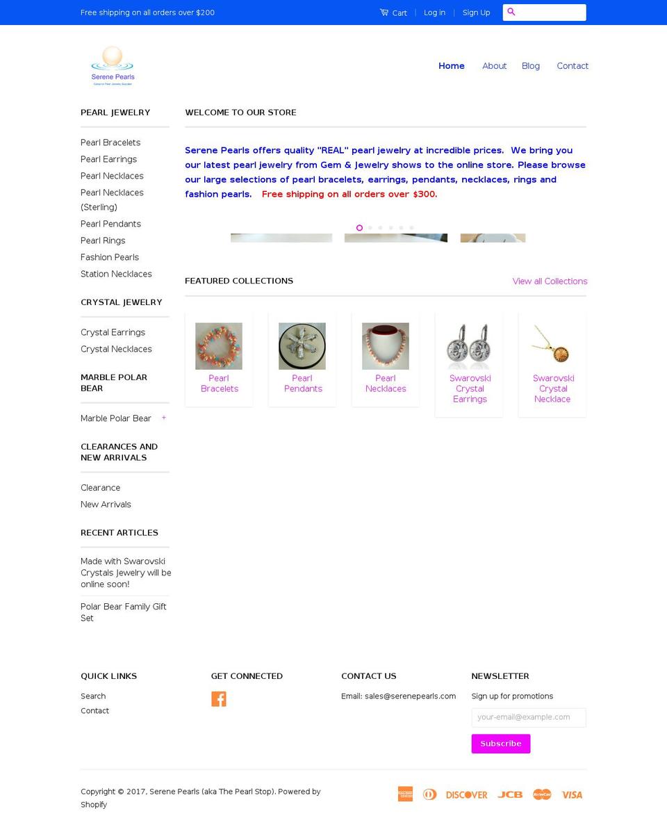 serenepearls.com shopify website screenshot