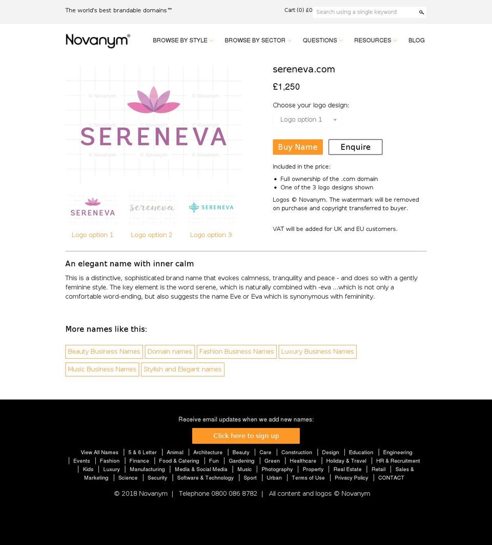 sereneva.com — Shopify storefront screenshot