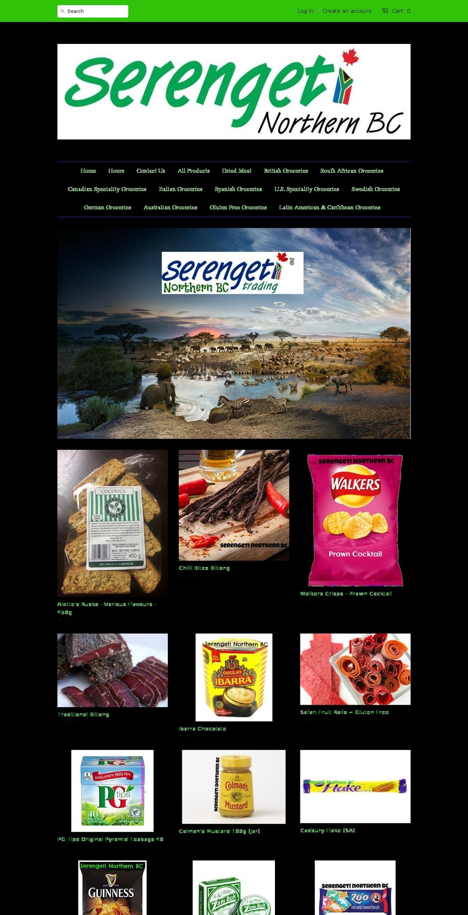 serengetinorthernbc.com shopify website screenshot