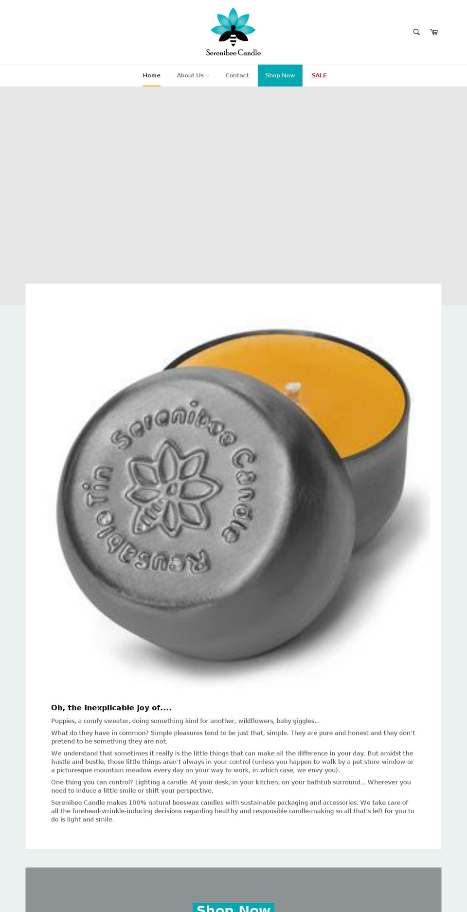 serenibeecandle.com shopify website screenshot