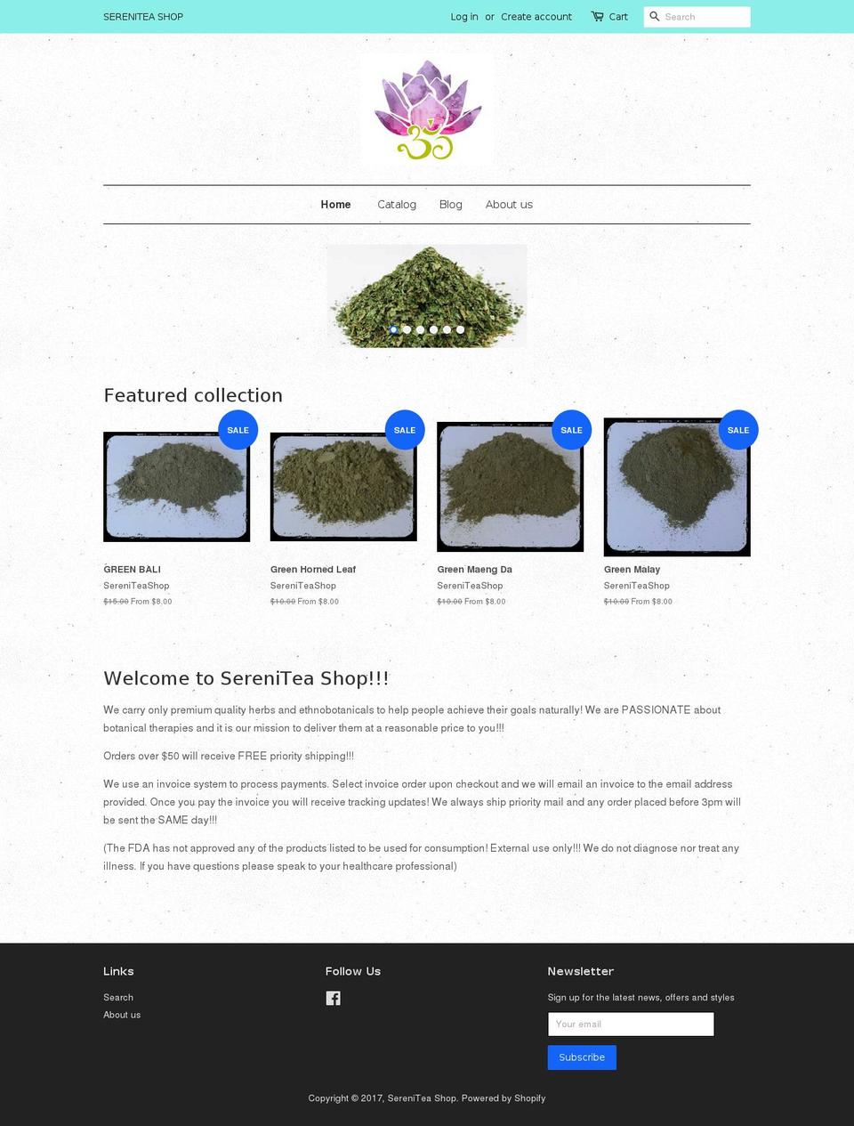 sereniteashop.com shopify website screenshot