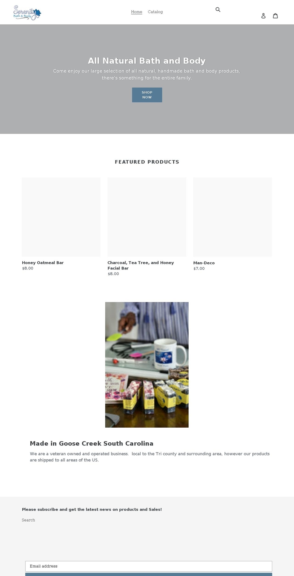 serenitybathandbody.net shopify website screenshot