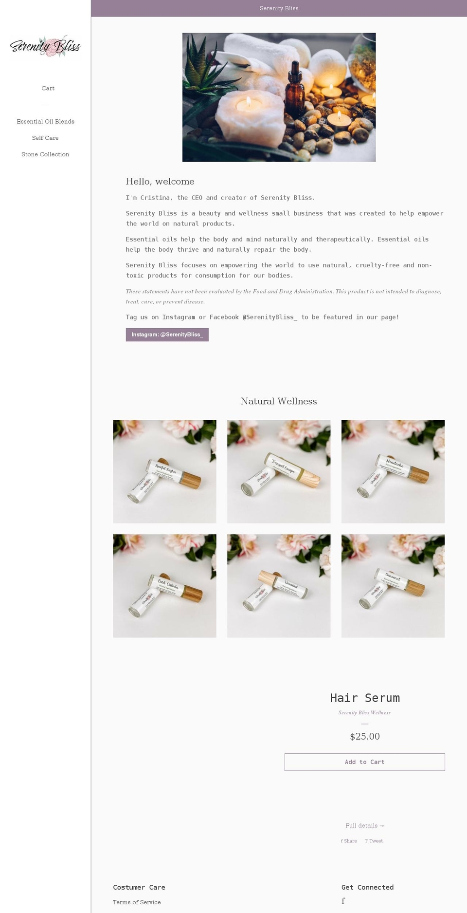 serenityblisswellness.com shopify website screenshot