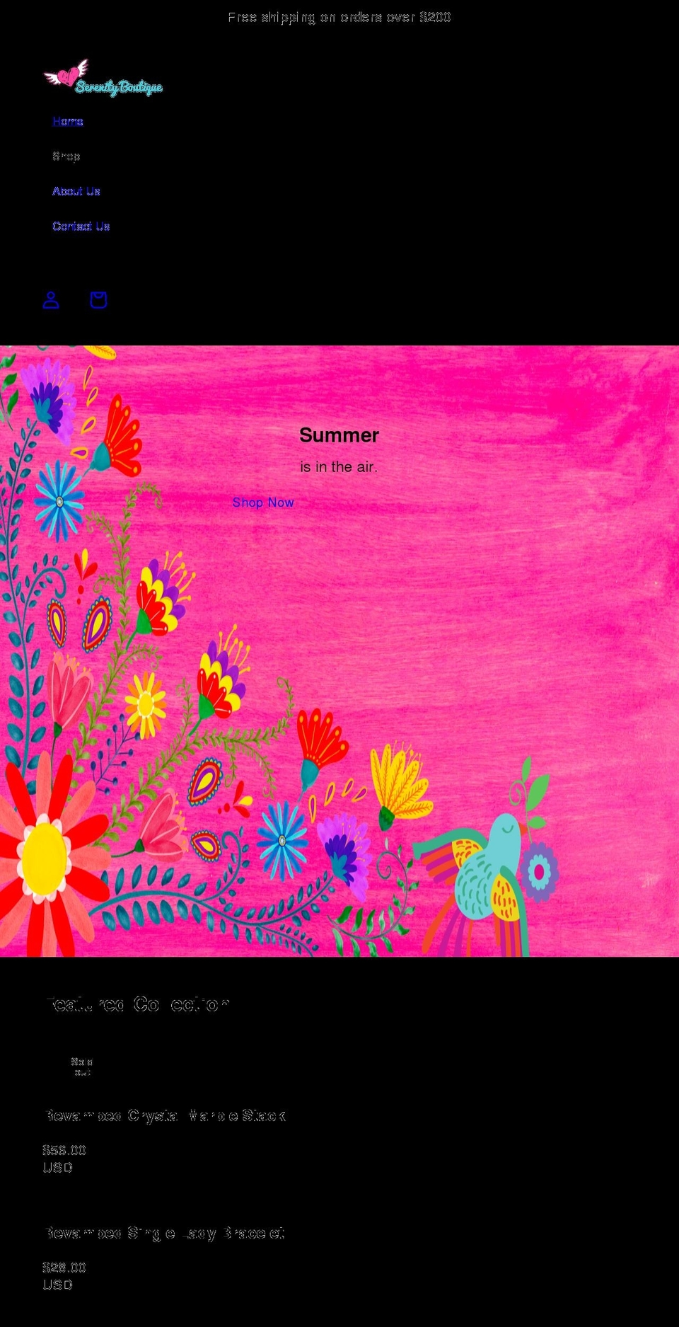 serenityboutiquetx.com shopify website screenshot