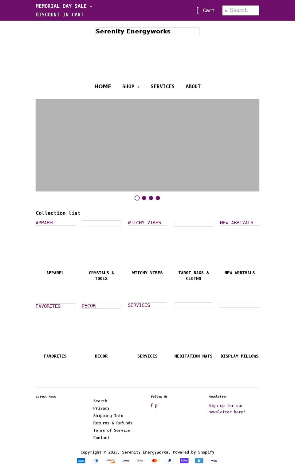 serenityenergyworks.com shopify website screenshot