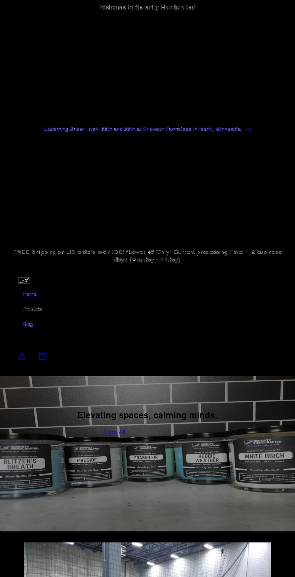 serenityhandcrafted.com shopify website screenshot