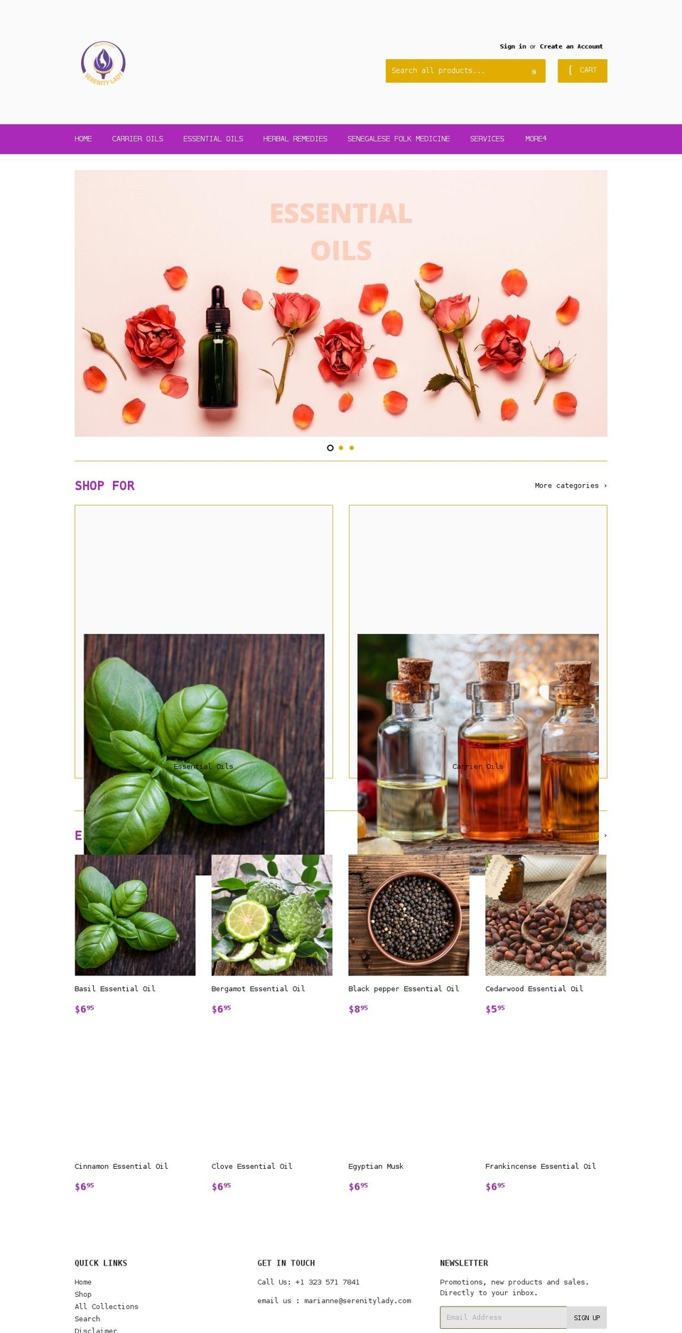 serenitylady.com shopify website screenshot