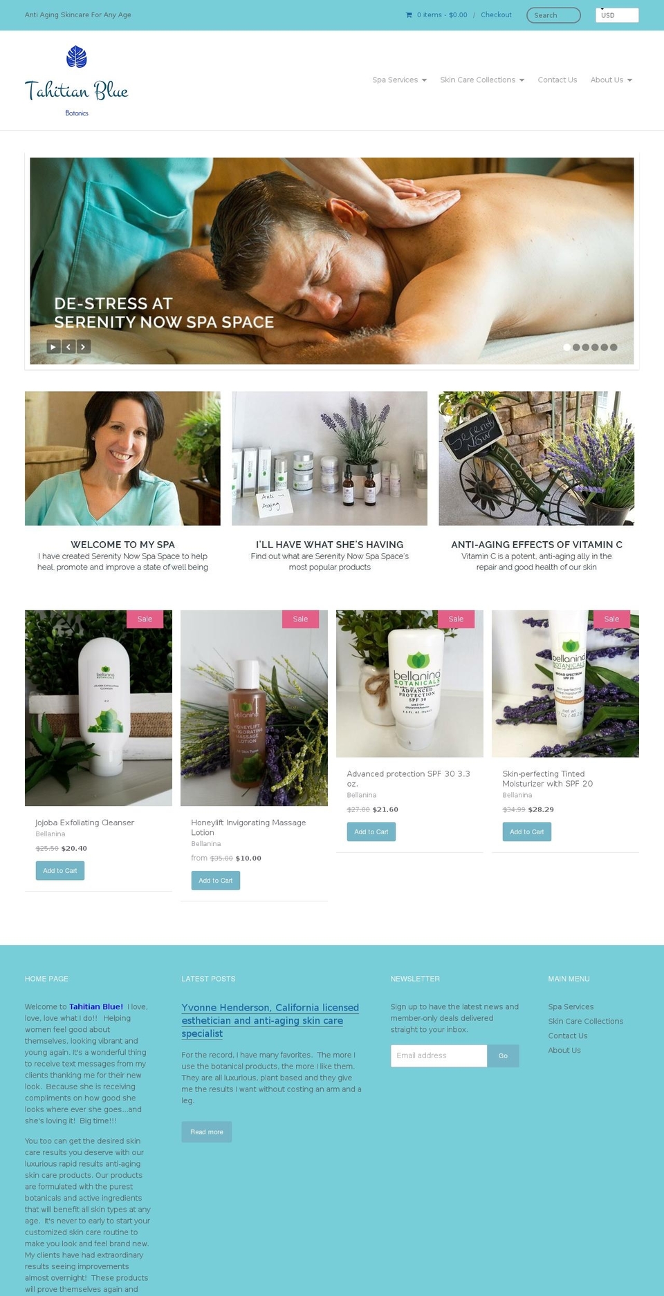 serenitynowspaspace.com — Shopify storefront screenshot
