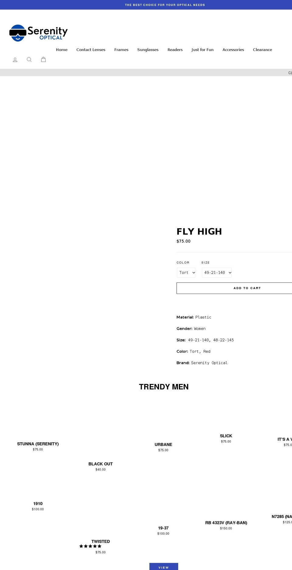 serenityoptical.com shopify website screenshot