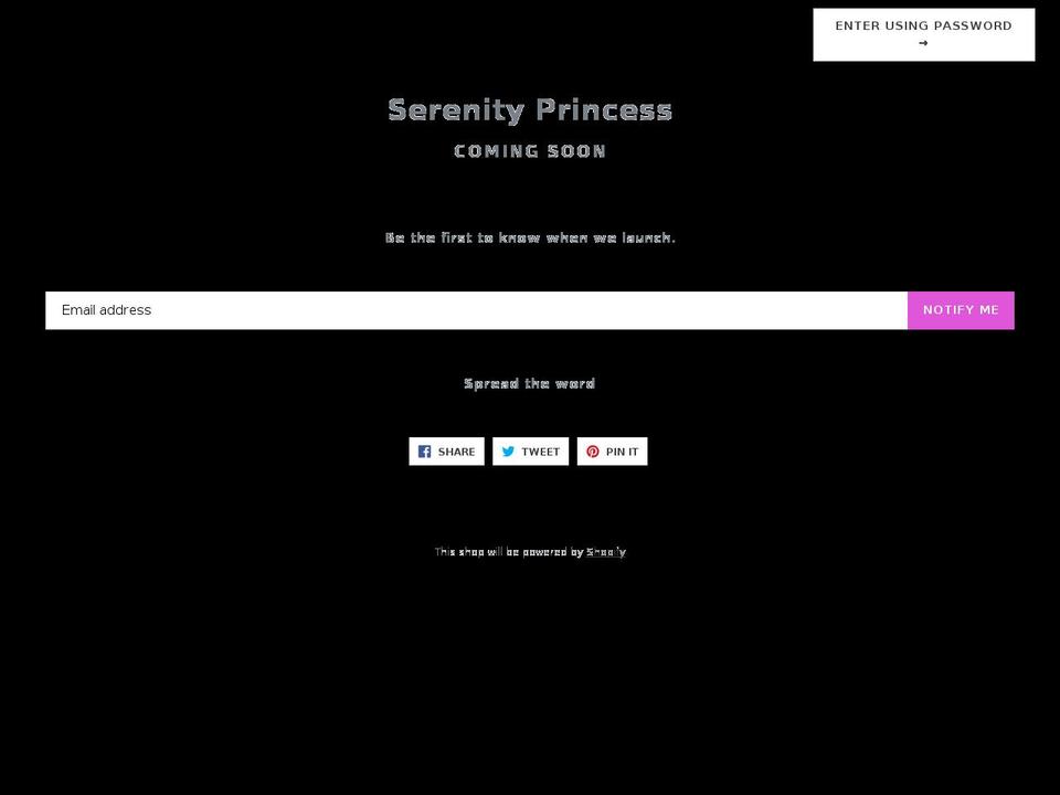 serenityprincess.com shopify website screenshot
