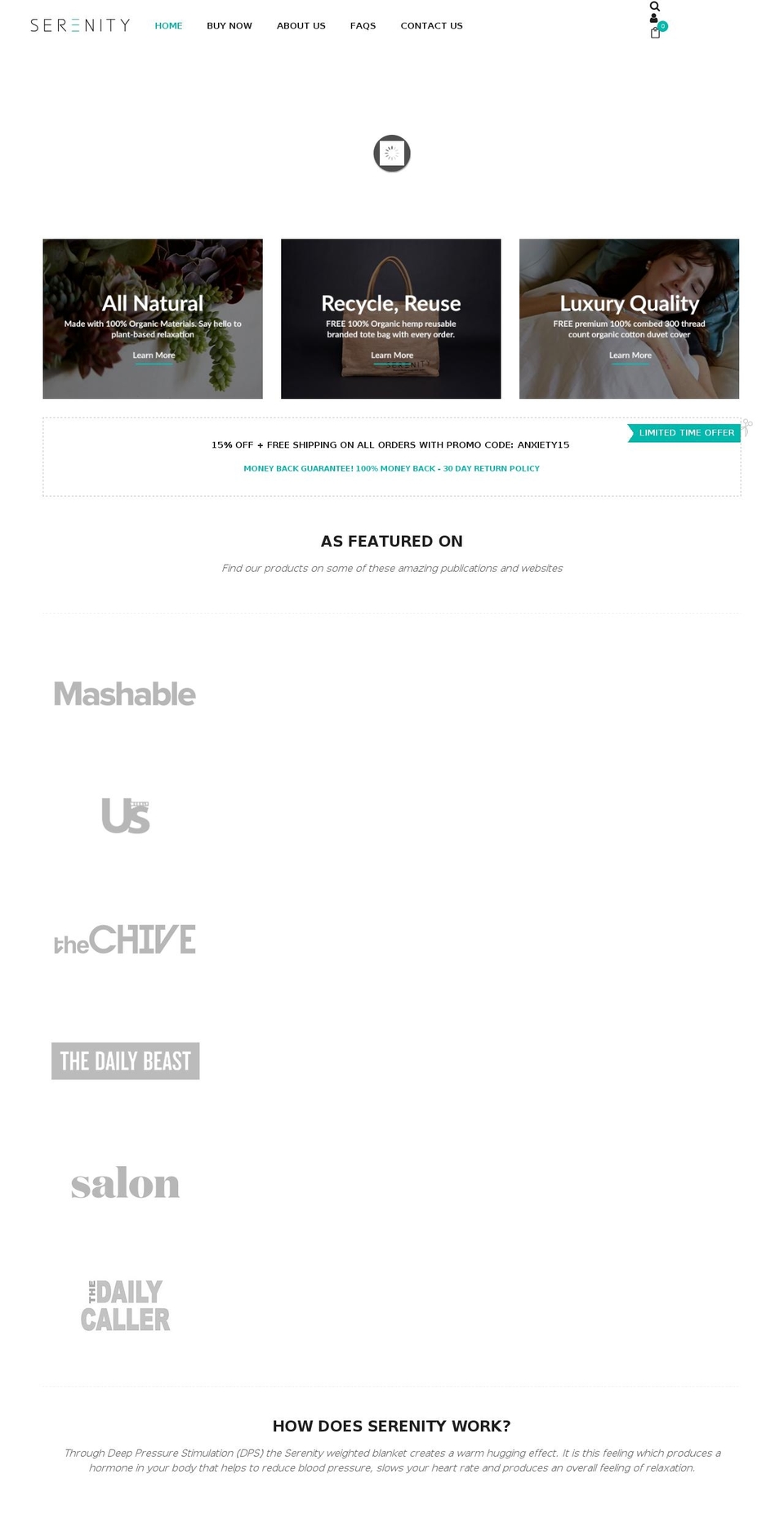 serenitysleepsystems.com — Shopify storefront screenshot
