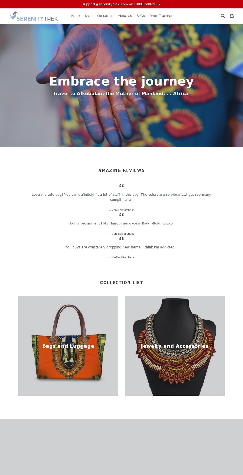 serenitytrek.com shopify website screenshot
