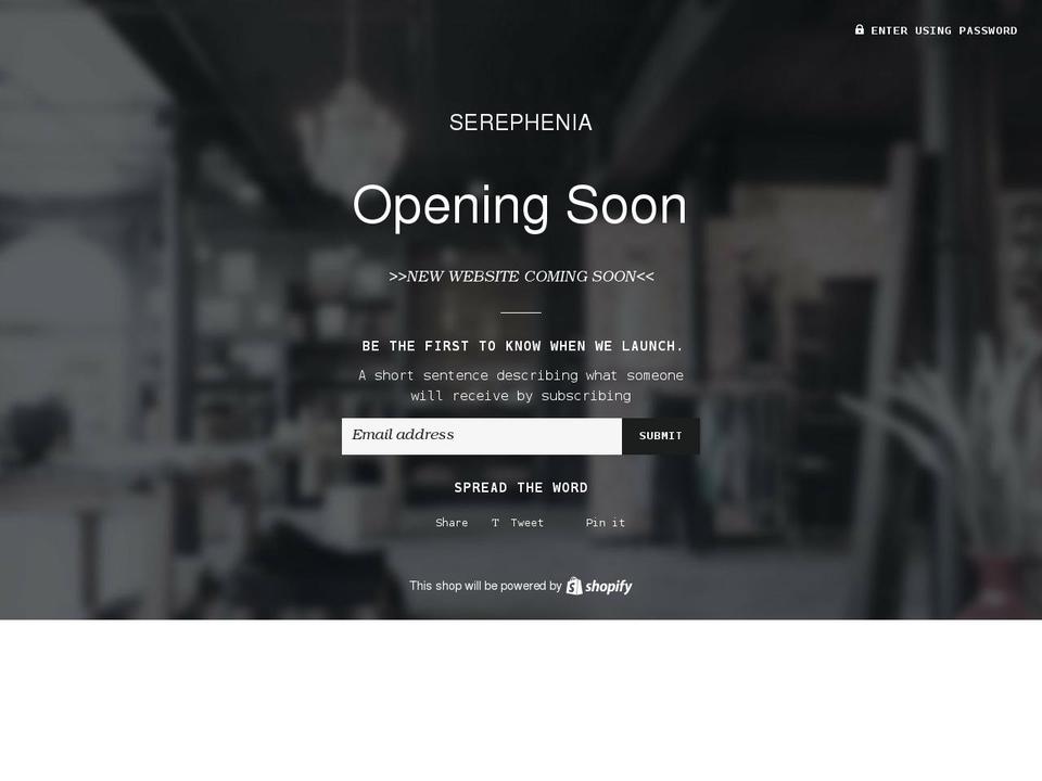 serephenia.com shopify website screenshot