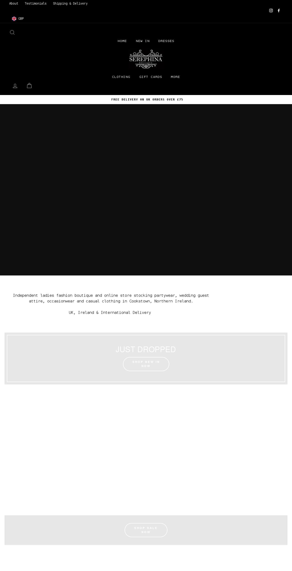serephinaboutique.co.uk shopify website screenshot