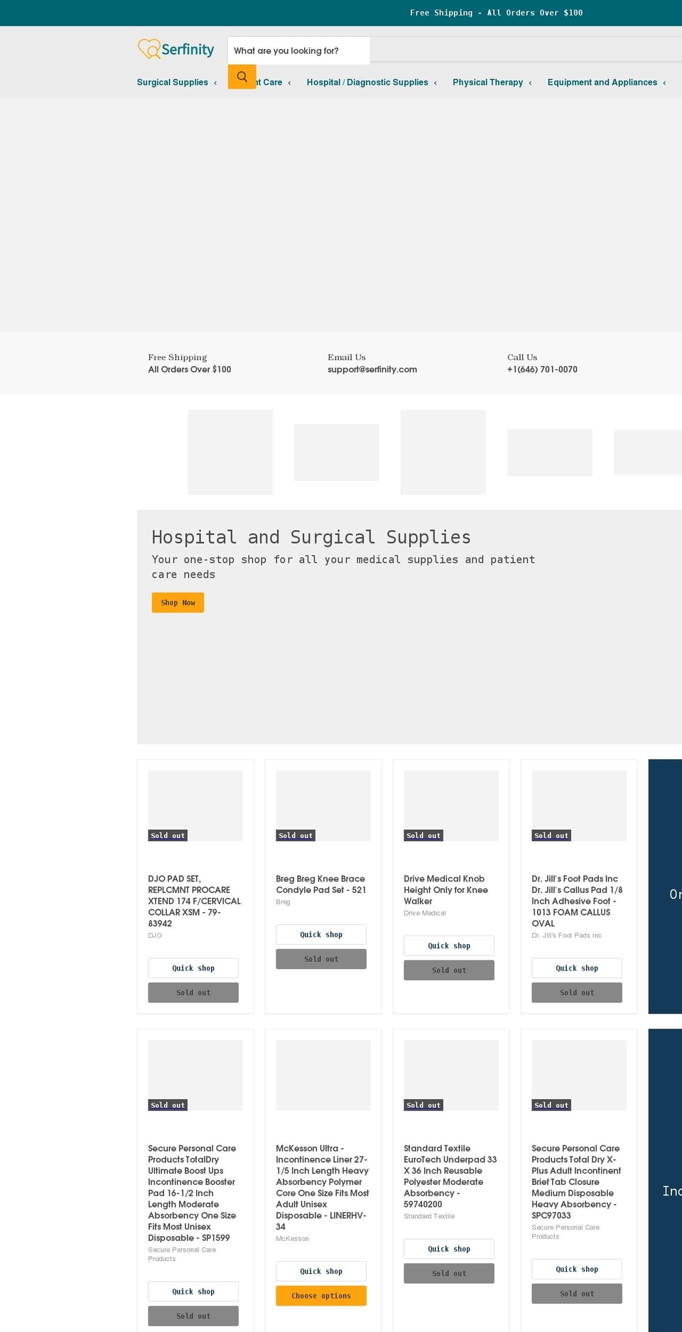 serfinitymedical.com shopify website screenshot