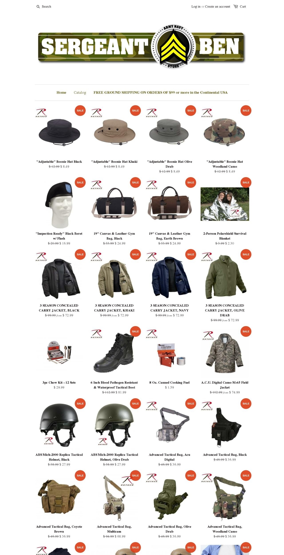 sergeantben.com shopify website screenshot