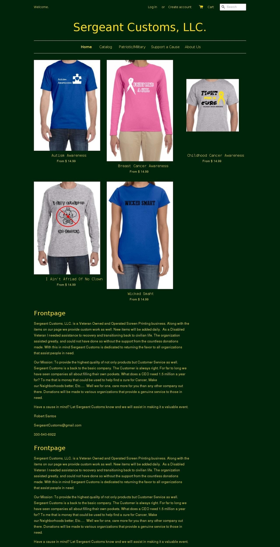 sergeantcustoms.com shopify website screenshot