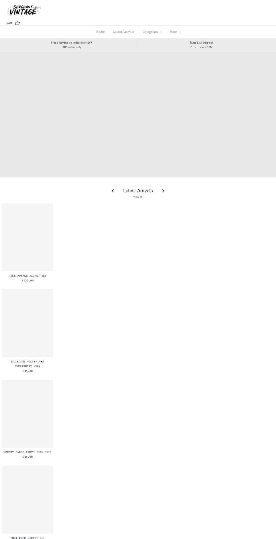sergeantvintage.com shopify website screenshot