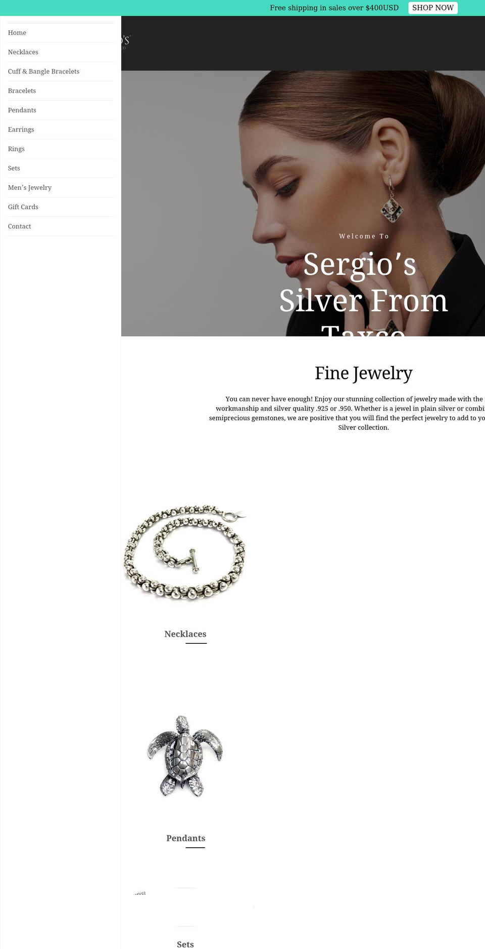 sergiosilver.com shopify website screenshot