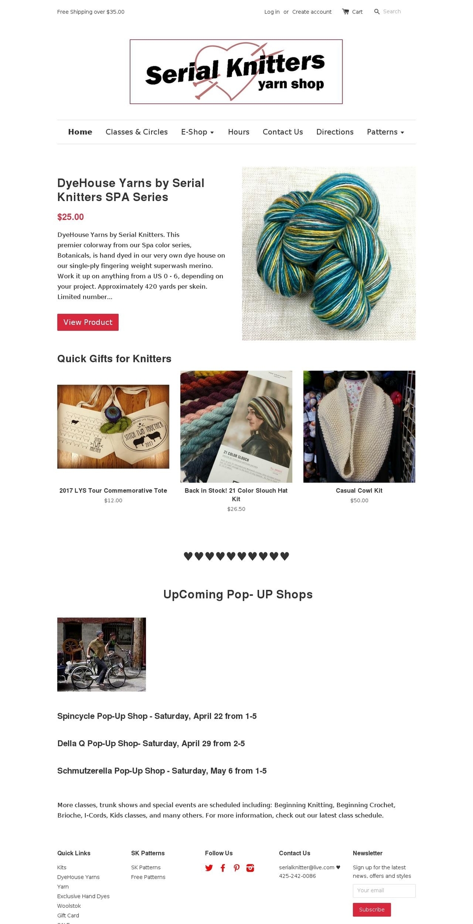 serialknitters.com shopify website screenshot