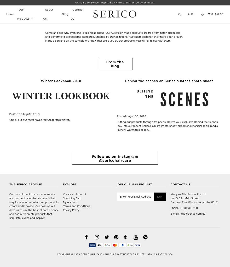 serico.com.au shopify website screenshot
