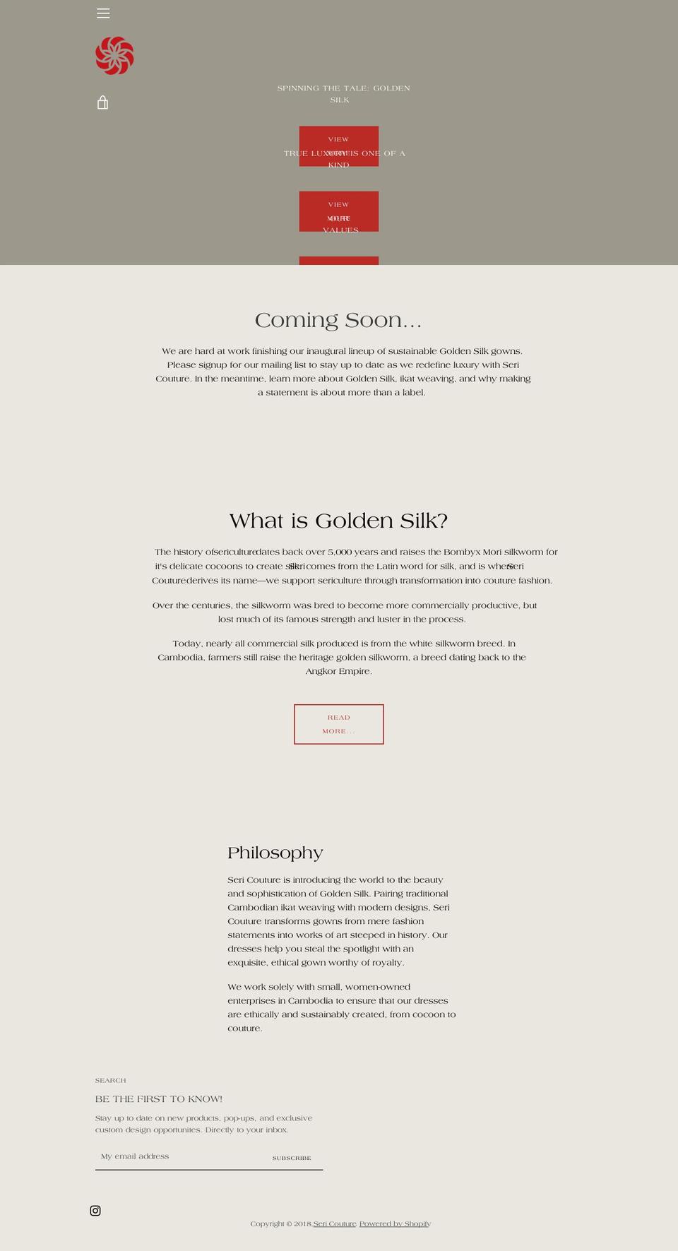sericouture.com — Shopify storefront screenshot