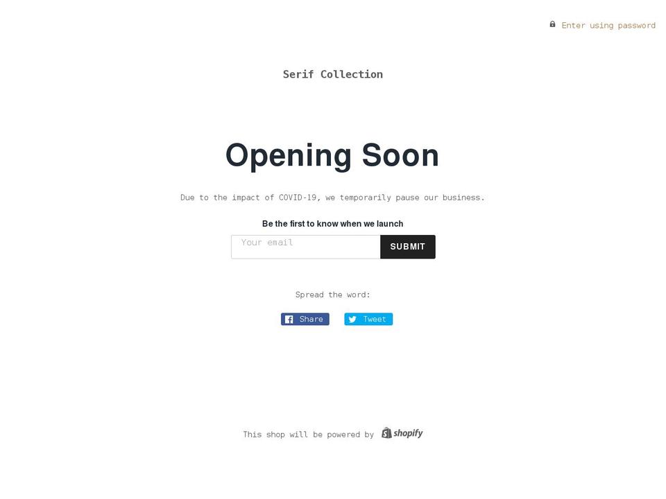 serifcollection.com shopify website screenshot