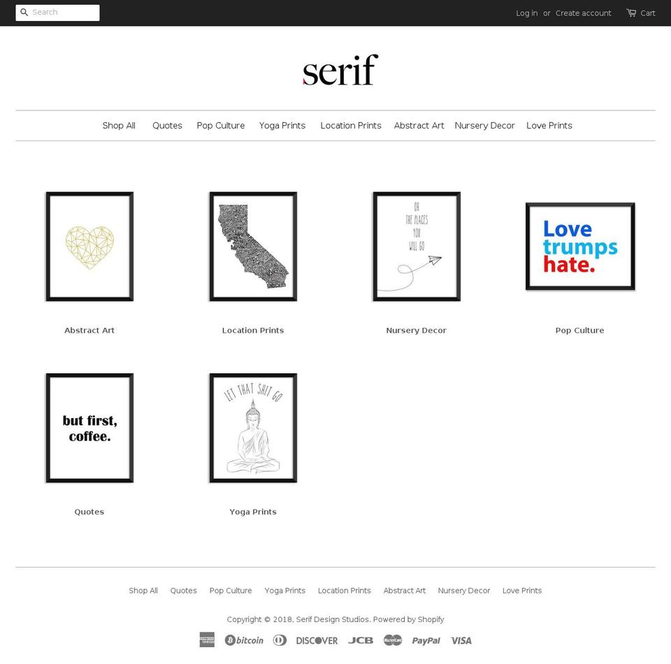 serifdesignstudios.com shopify website screenshot