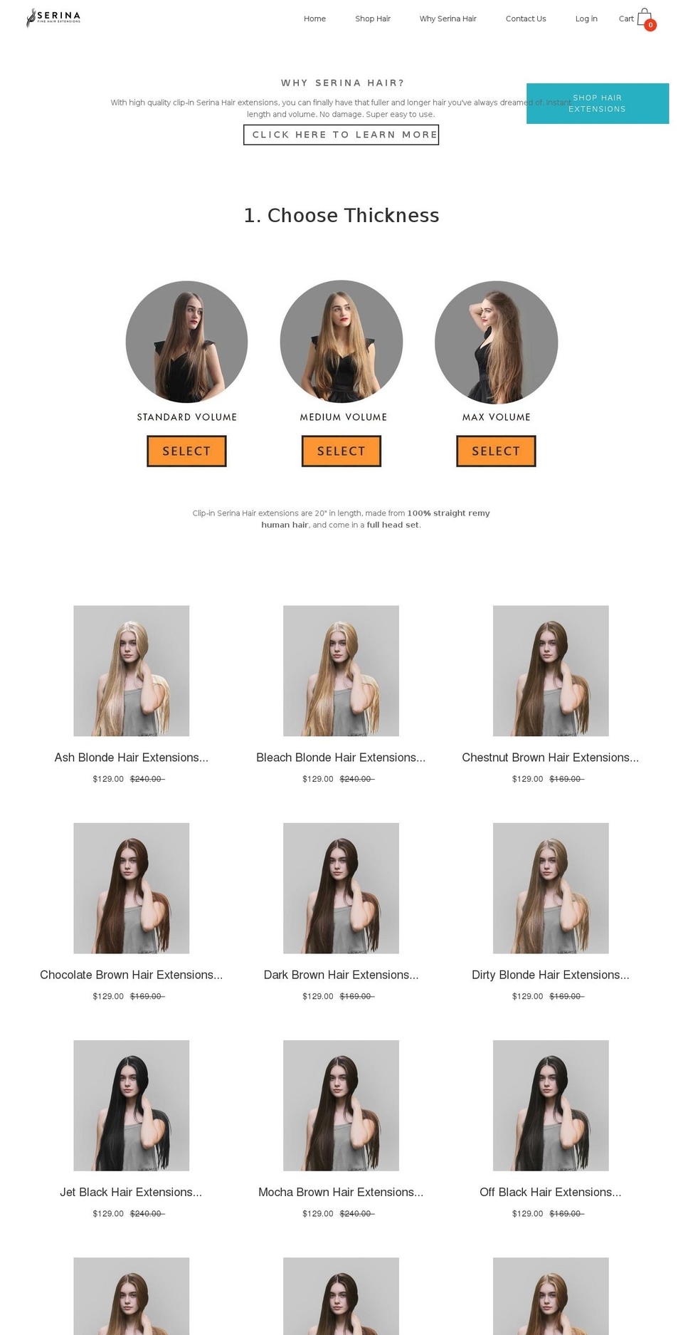 serinahair.com — Shopify storefront screenshot