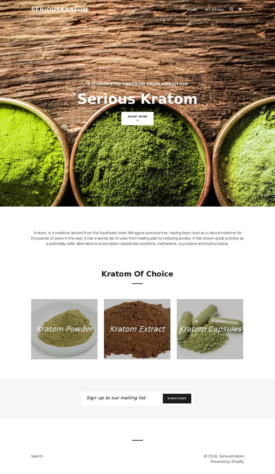 seriouskratom.com — Shopify storefront screenshot
