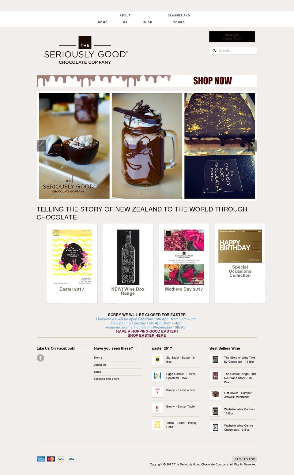 seriouslygoodchocolate.co.nz shopify website screenshot