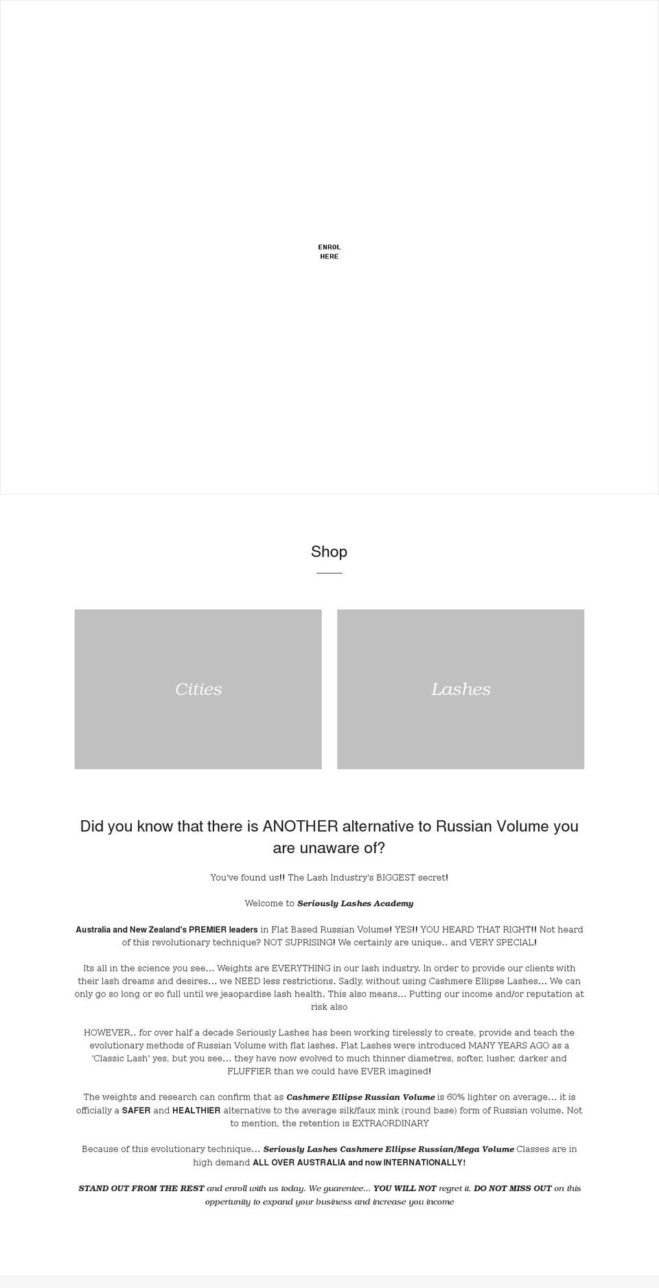 seriouslylashes.com shopify website screenshot