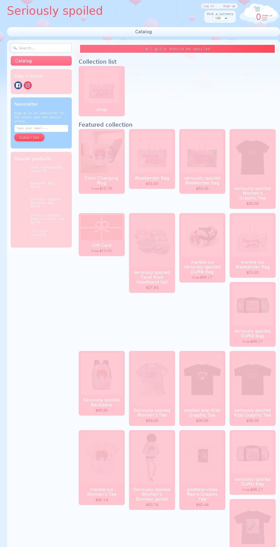seriouslyspoiledllc.com shopify website screenshot