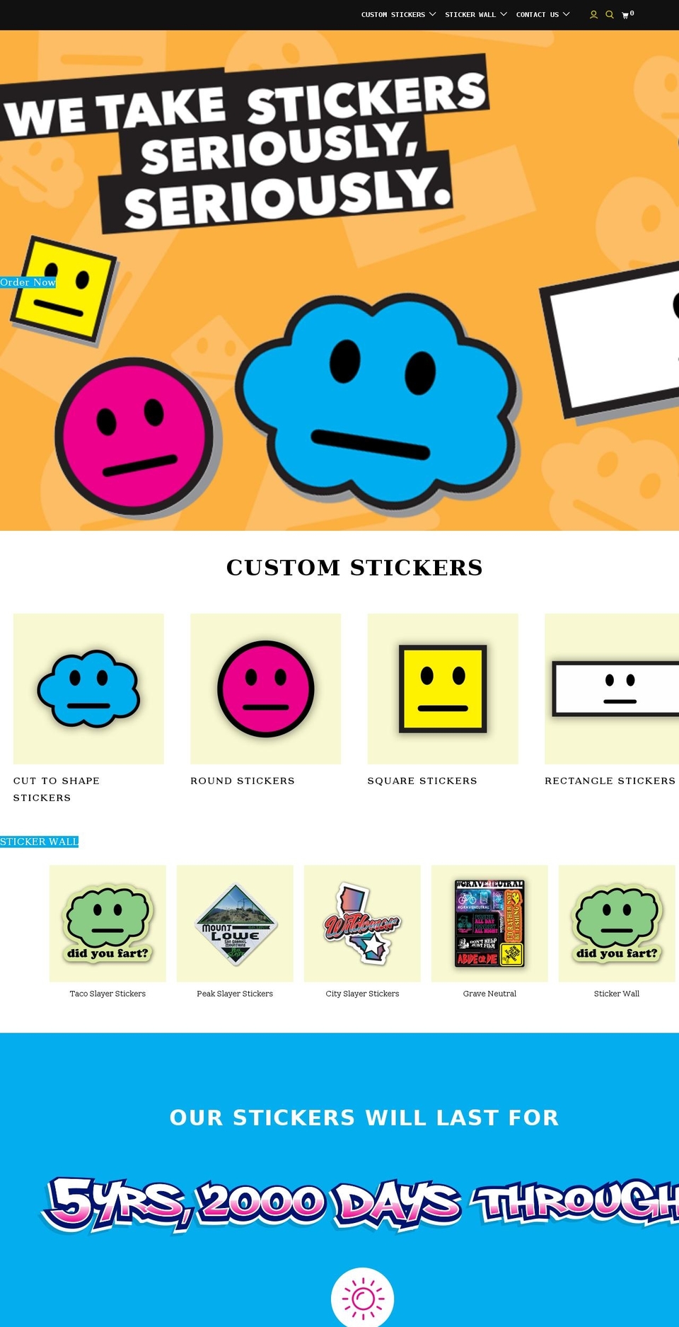 seriouslystickers.com shopify website screenshot