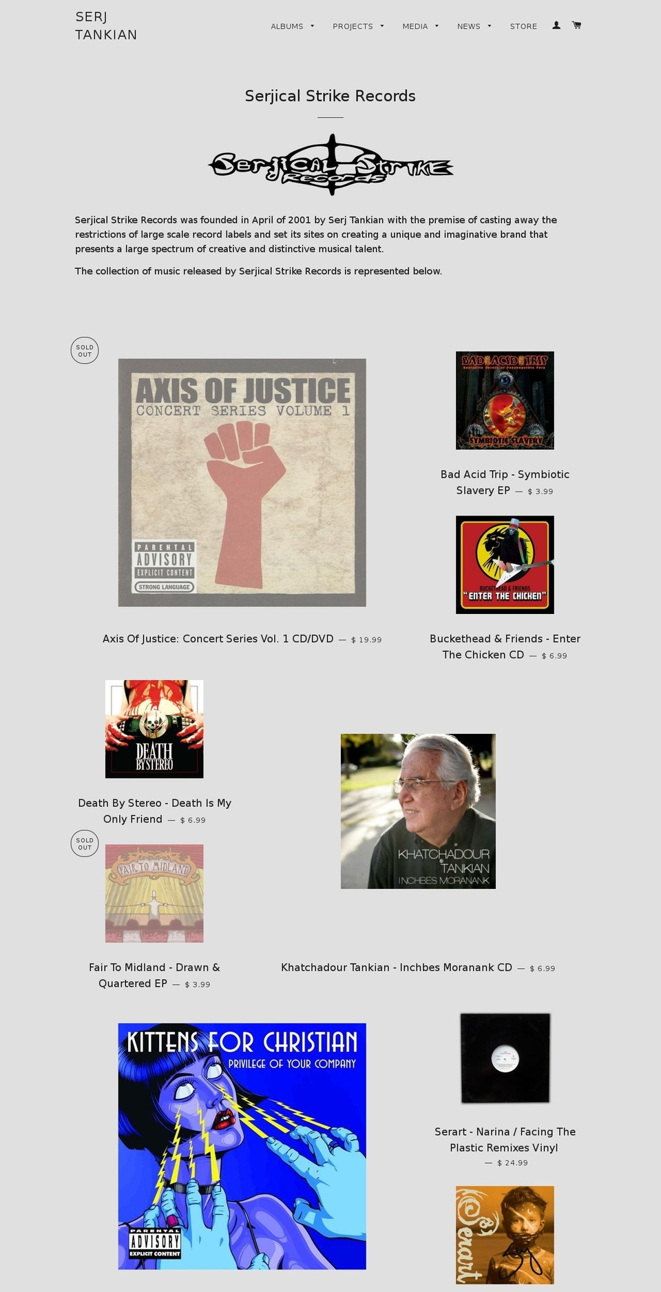 serjicalstrike.net shopify website screenshot