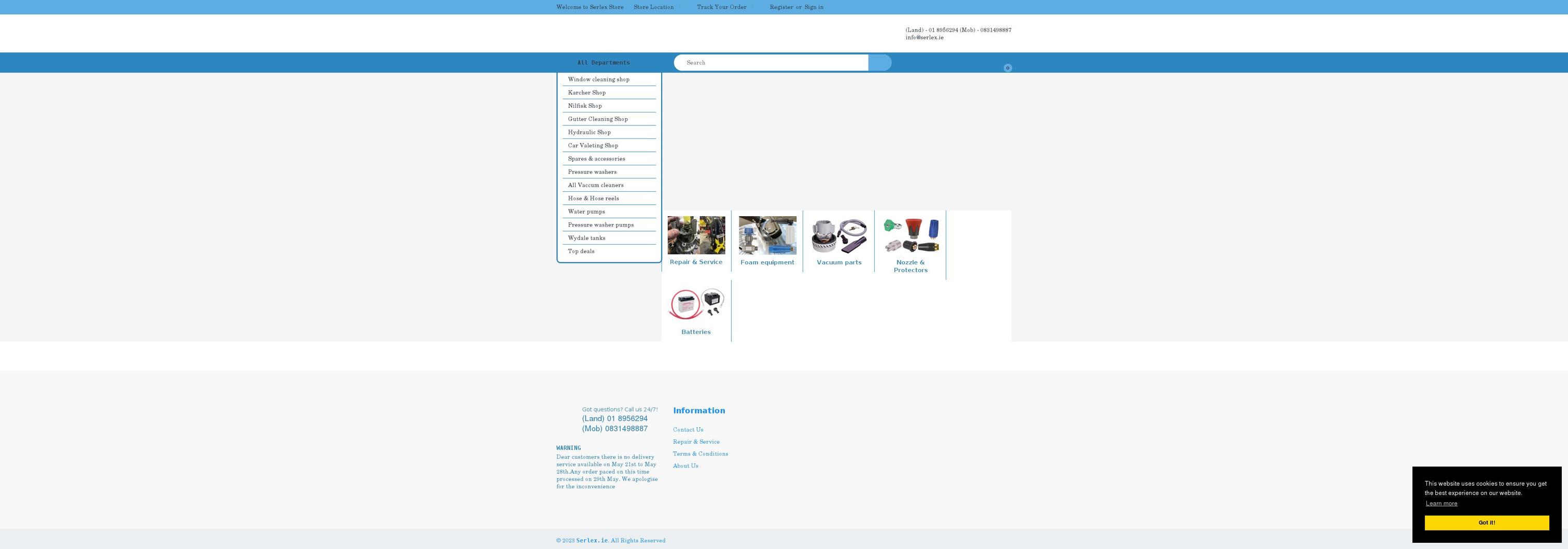 serlex.ie shopify website screenshot