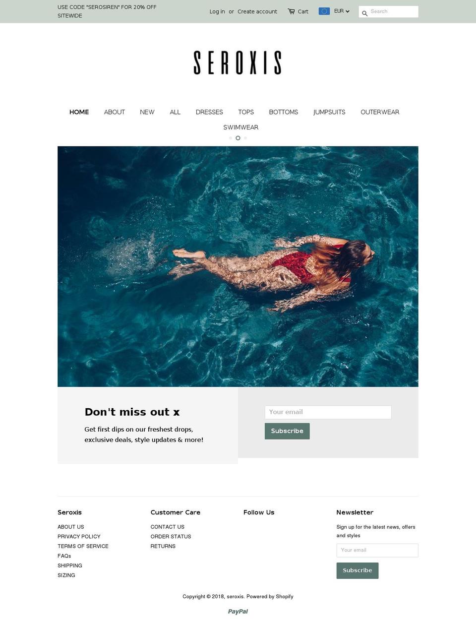 seroxis.com shopify website screenshot