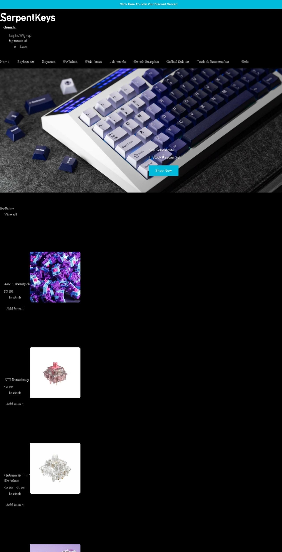 serpentkeys.co.uk shopify website screenshot