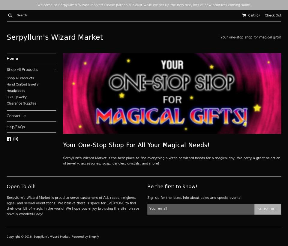 serpyllumswizardmarket.net shopify website screenshot