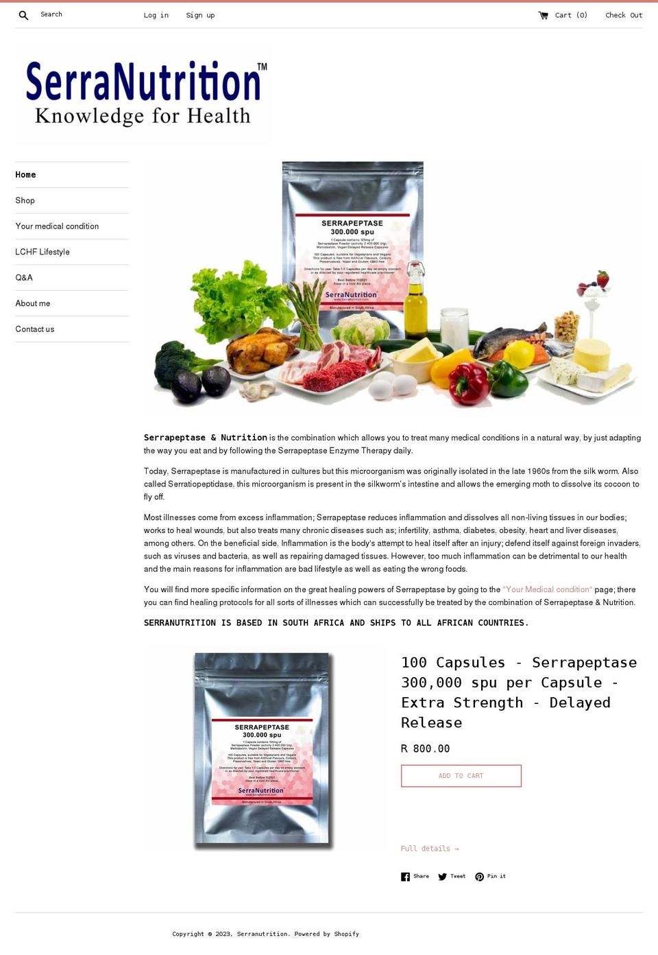 serranutrition.com — Shopify storefront screenshot