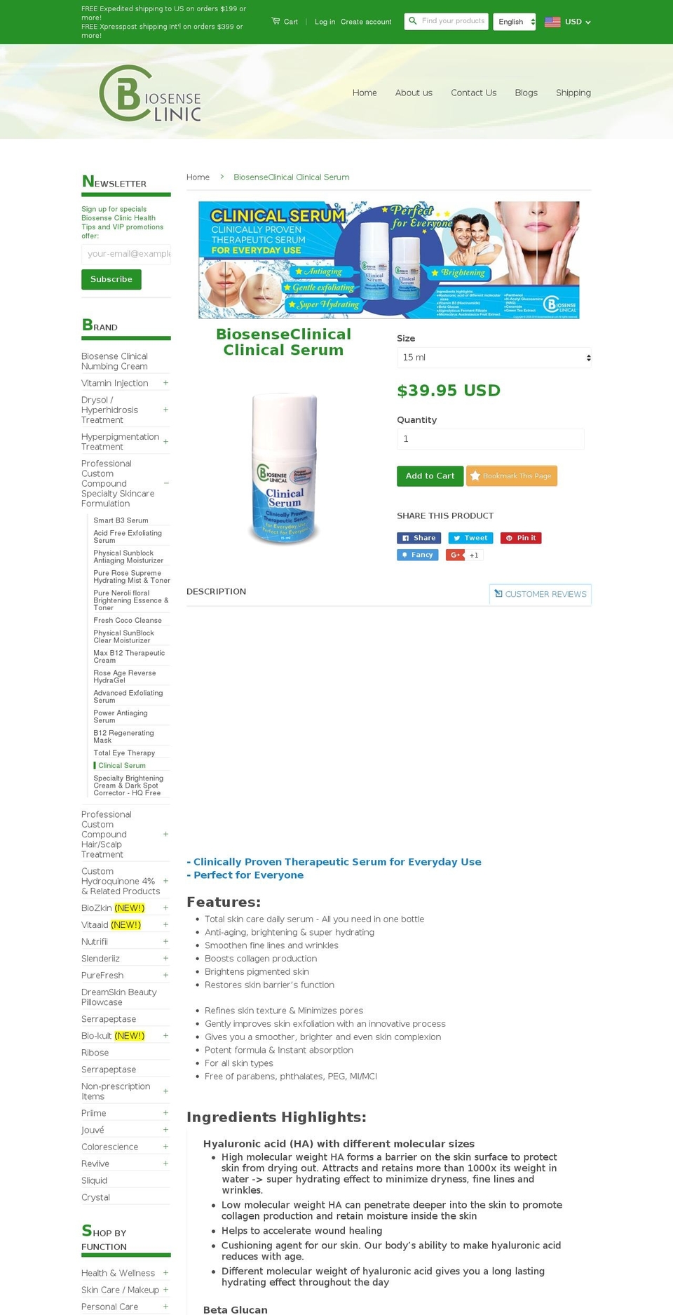 serumallinone.com shopify website screenshot