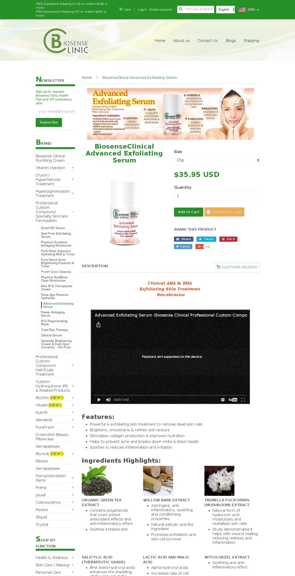 serumex.com shopify website screenshot