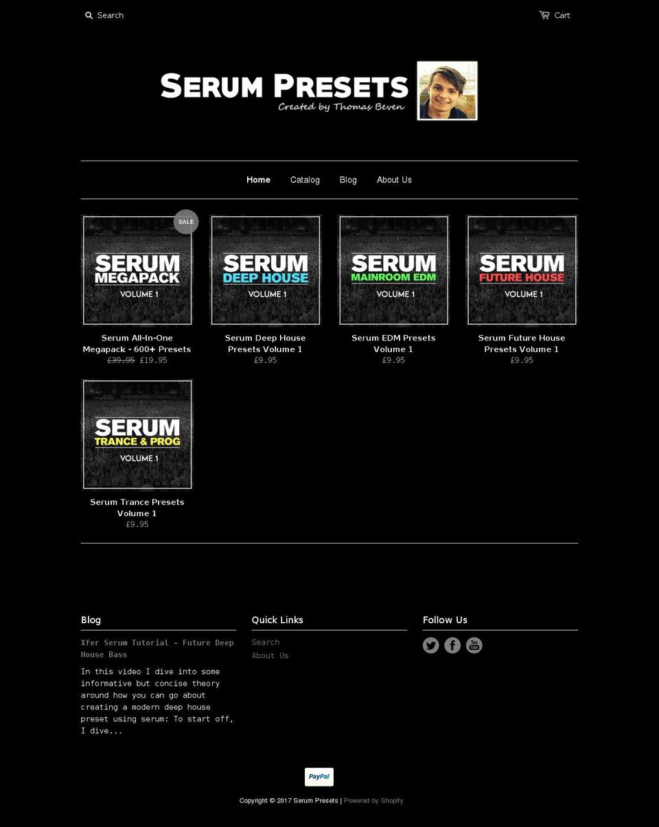serumpresets.com shopify website screenshot