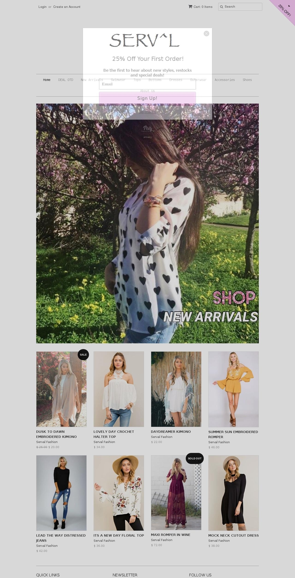 servalfashion.com shopify website screenshot