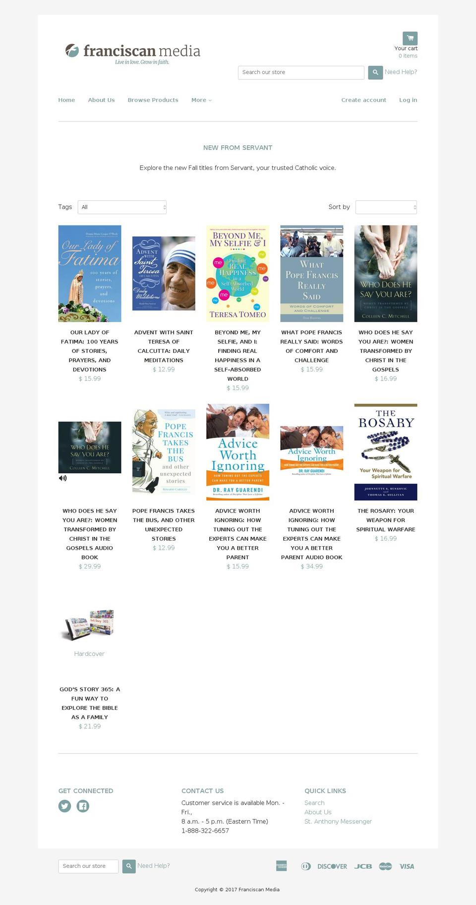 servantbooks.com shopify website screenshot