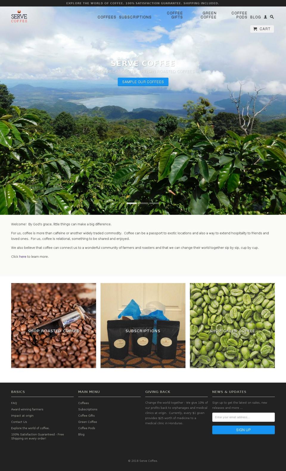 servecoffee.com shopify website screenshot