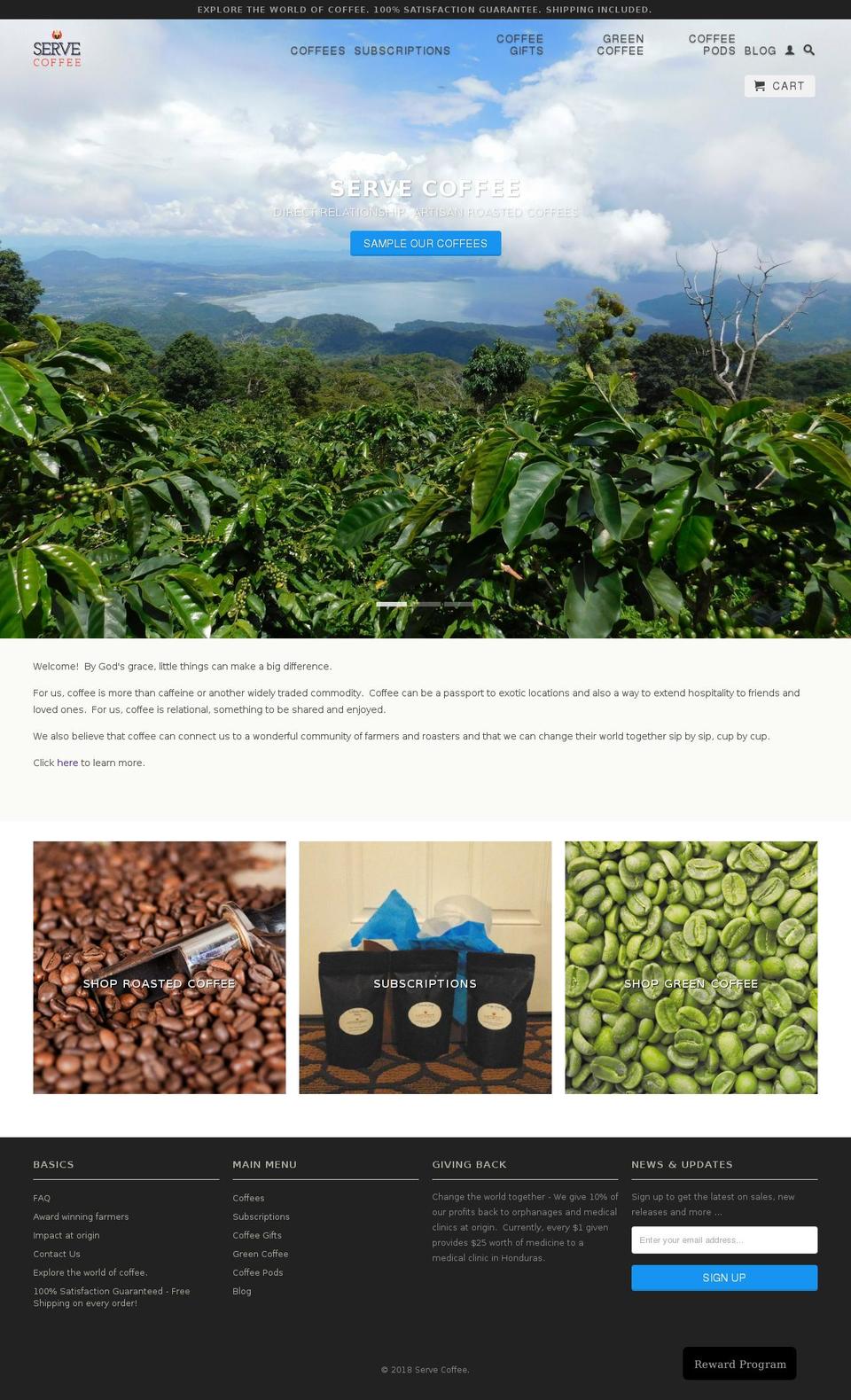 servecoffee.org shopify website screenshot