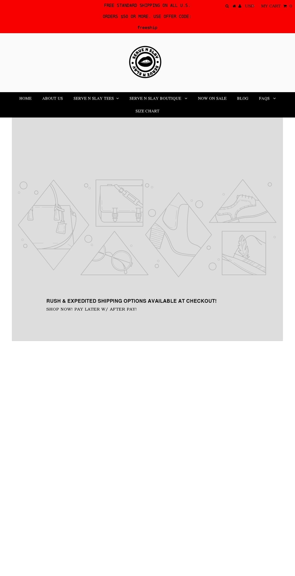 servenslay.com — Shopify storefront screenshot