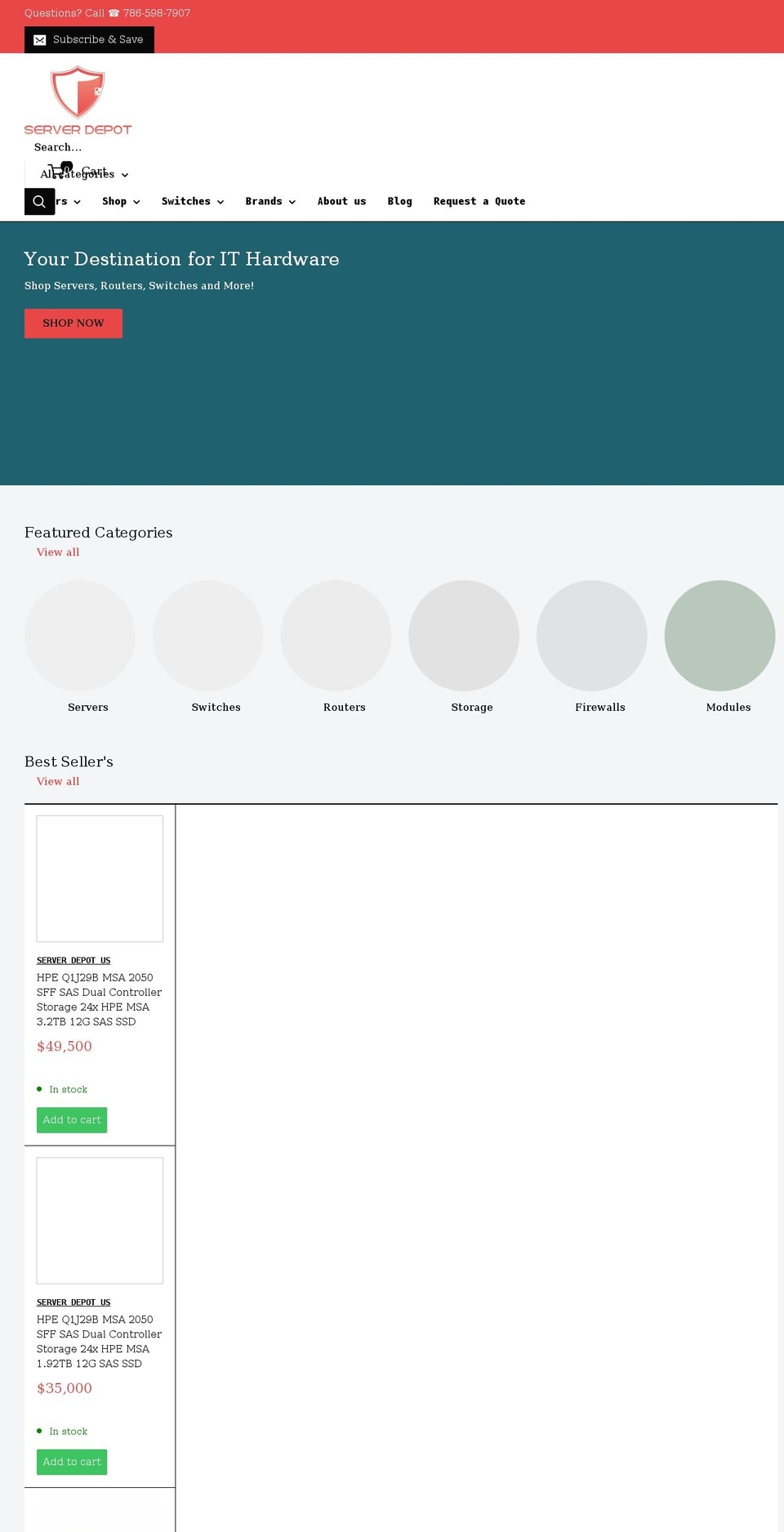 serverdepotus.com shopify website screenshot