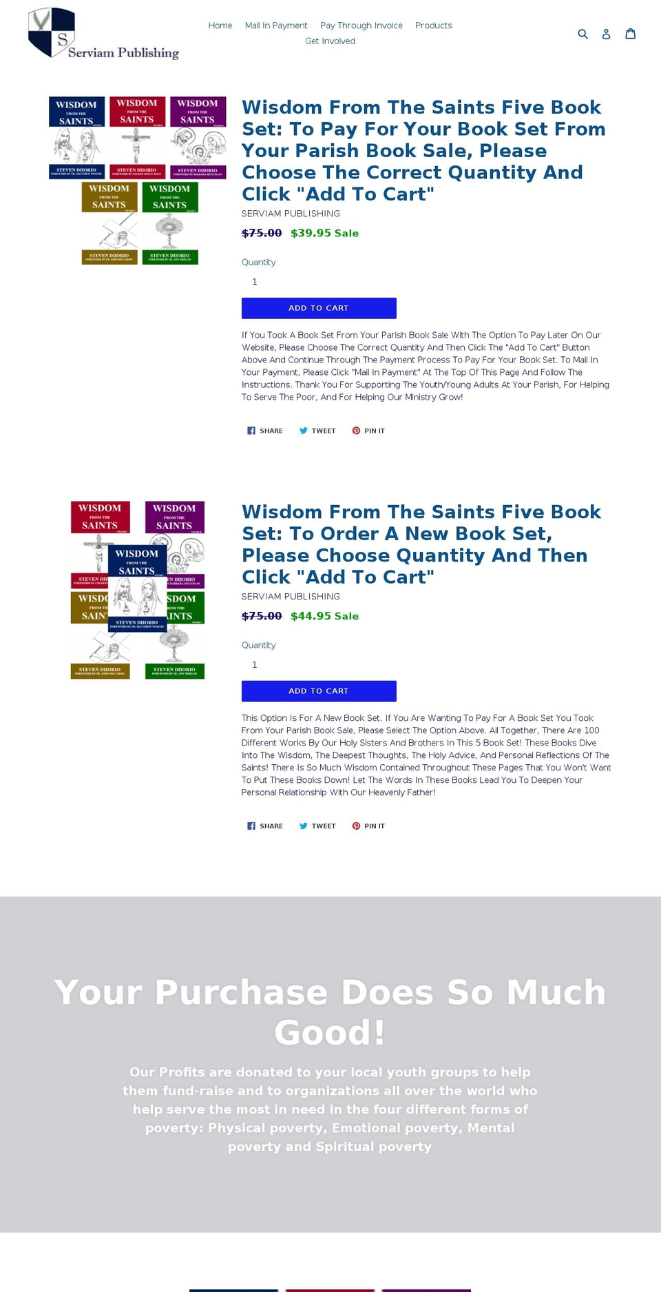 serviambooks.com shopify website screenshot